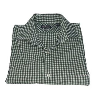 Van Heusen Flex Regular Fit Green Plaid Button Down Stretch Shirt - Men’s 15 1/2